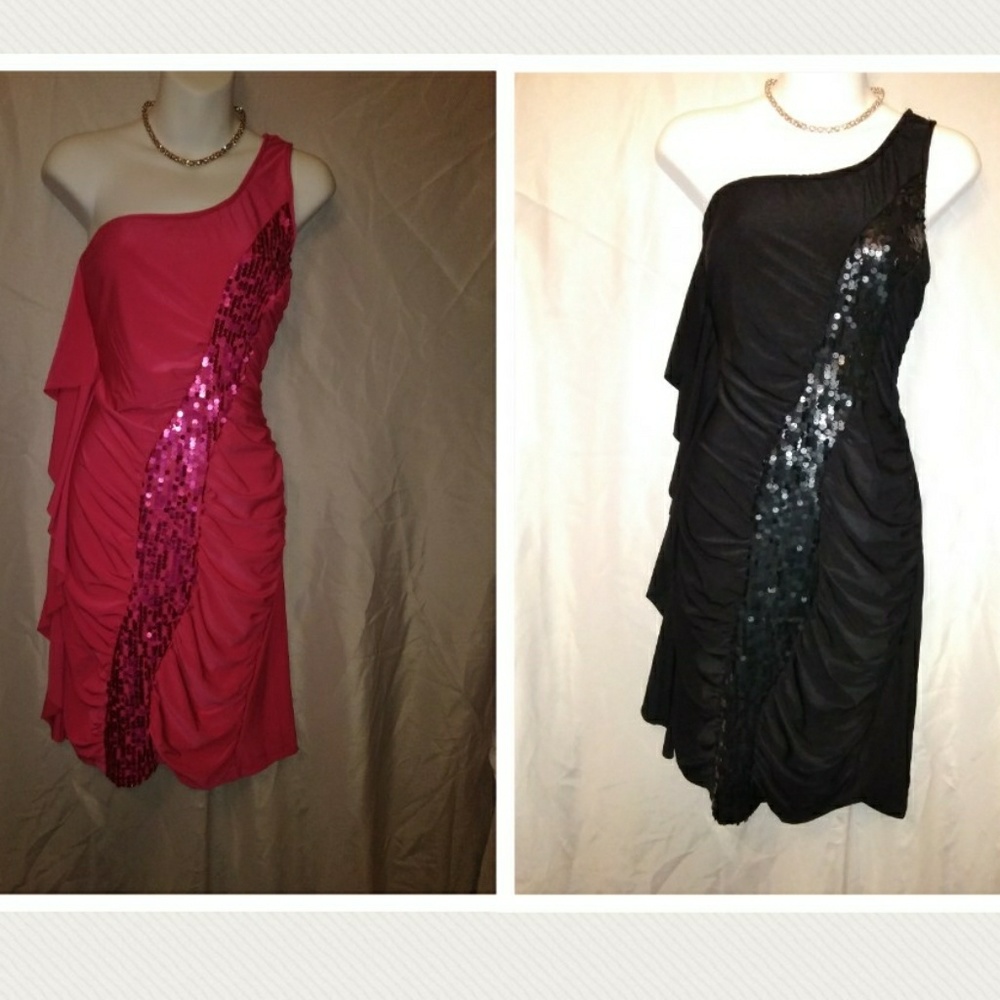 Carlalite ruffle one shoulder sequin dress